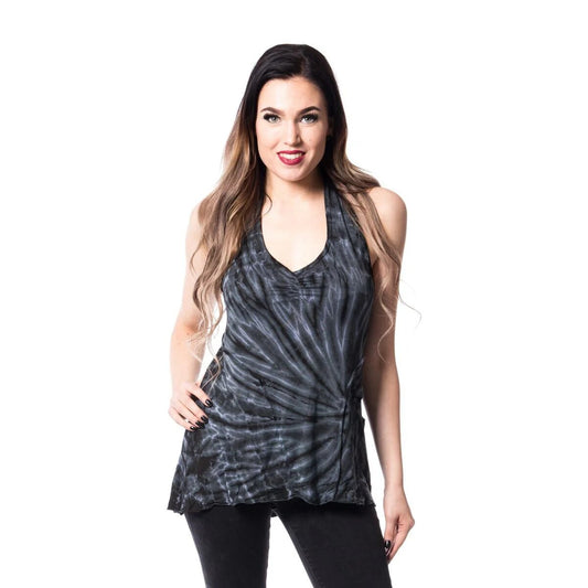 LUCY TIE DYE SEAM VEST DRESS - BLACK/GREY REF.24IN31