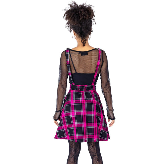 MAEVE PINAFORE - DARK PINK CHECK REF.IN2403