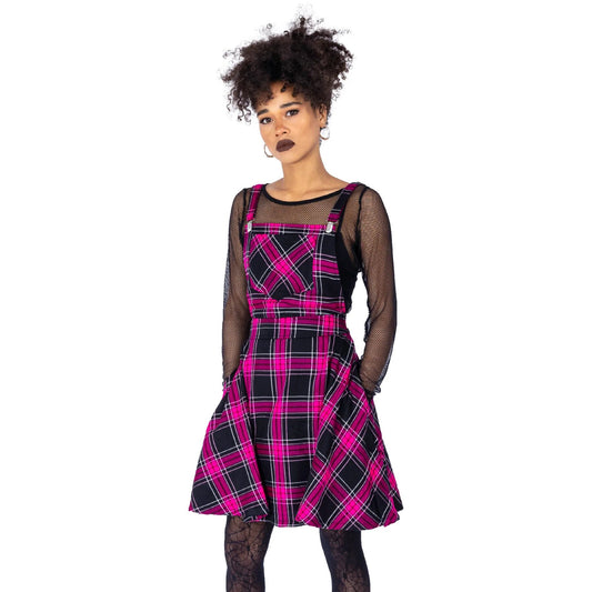 MAEVE PINAFORE - DARK PINK CHECK REF.IN2403
